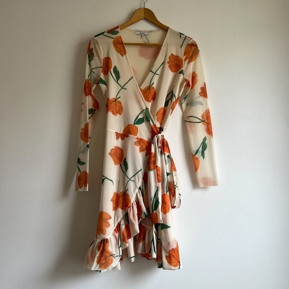 Ganni Tilden Mesh Wrap Dress in Vanilla Ice - Picture 4 of 16